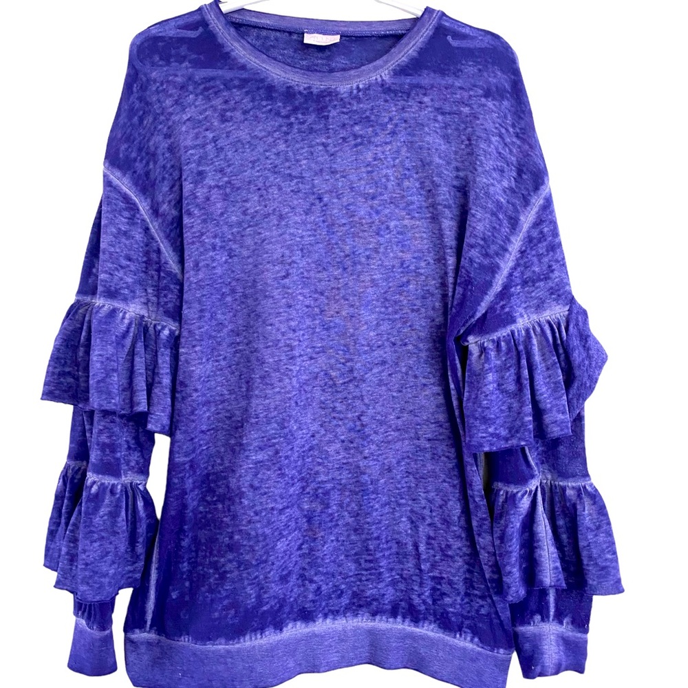 Abound purple ruffle sleeve burnout long sleeve top grunge2.0